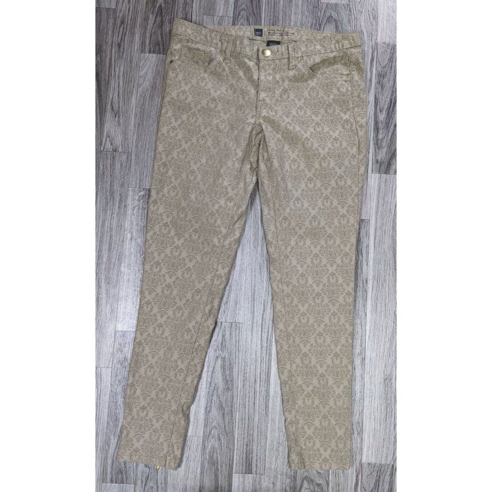 (3/$35)‎ Mossimo Pockets Ankle Skinny Zipped Hem Paisley Brown Denim Jeans